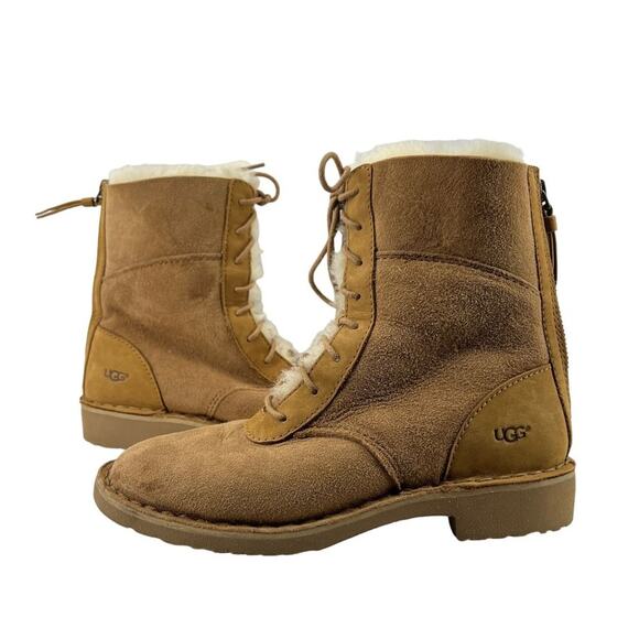 Ugg Daney Suede Wool Lined Lace Up Zipper Back Boots 1017507 Women’s 5.5 - Picture 1 of 10
